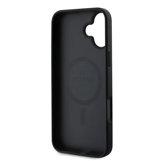 Husa pentru iPhone 16 Plus - Guess Grained Gold Ring MagSafe (GUHMP16MPGHSMMK) - Black Husa pentru iPhone 16 Plus - Guess Grained Gold Ring MagSafe (GUHMP16MPGHSMMK) - Black