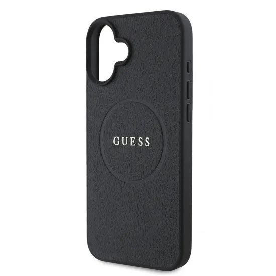 Husa pentru iPhone 16 Plus - Guess Grained Gold Ring MagSafe (GUHMP16MPGHSMMK) - Black Husa pentru iPhone 16 Plus - Guess Grained Gold Ring MagSafe (GUHMP16MPGHSMMK) - Black