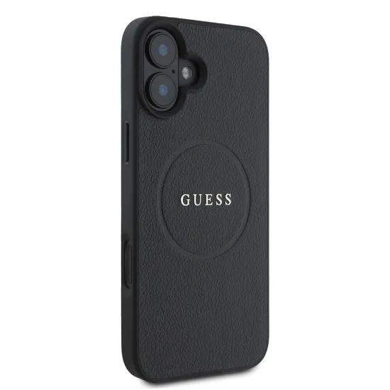 Husa pentru iPhone 16 Plus - Guess Grained Gold Ring MagSafe (GUHMP16MPGHSMMK) - Black Husa pentru iPhone 16 Plus - Guess Grained Gold Ring MagSafe (GUHMP16MPGHSMMK) - Black