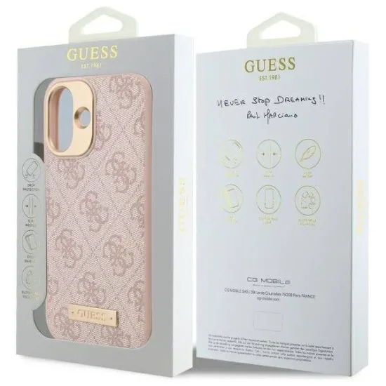 Husa pentru iPhone 16 Plus - Guess Hardcase 4G Logo Plate MagSafe (GUHMP16MU4GPRP) - Pink Husa pentru iPhone 16 Plus - Guess Hardcase 4G Logo Plate MagSafe (GUHMP16MU4GPRP) - Pink