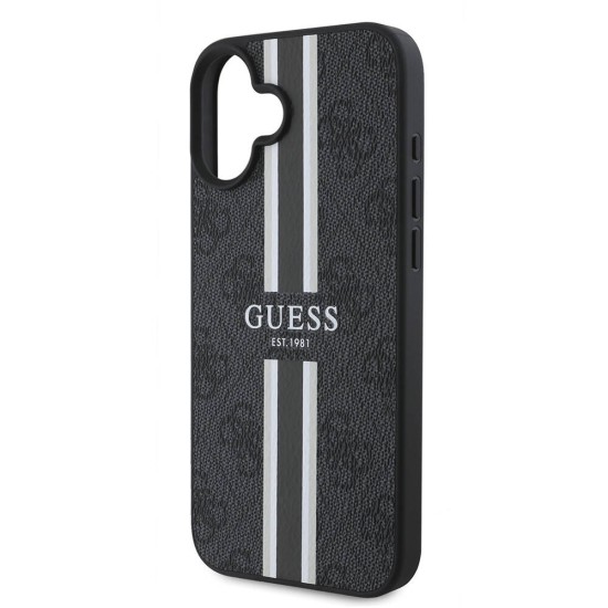 Husa pentru iPhone 16 Plus - Guess Hardcase 4G Printed Stripes MagSafe (GUHMP16MP4RPSK) - Black