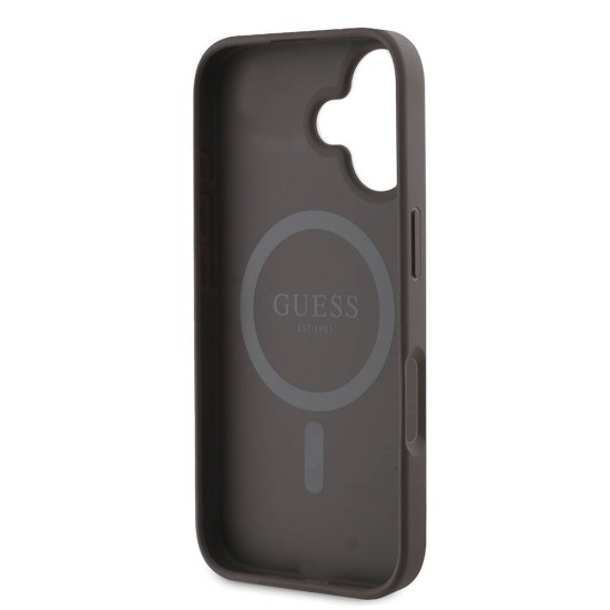 Husa pentru iPhone 16 Plus - Guess Hardcase 4G Printed Stripes MagSafe (GUHMP16MP4RPSW) - Brown