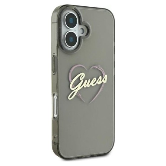 Husa pentru iPhone 16 Plus - Guess Hardcase IML Heart (GUHCP16MHCHGSPK) - Black