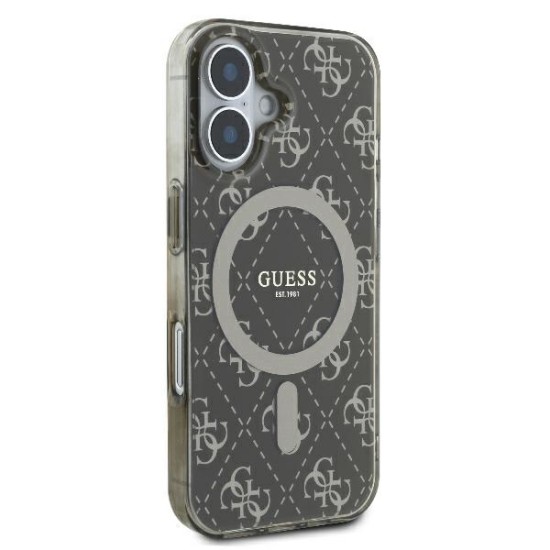 Husa pentru iPhone 16 Plus - Guess IML 4G Background MagSafe (GUHMP16MH4DTEW) - Brown