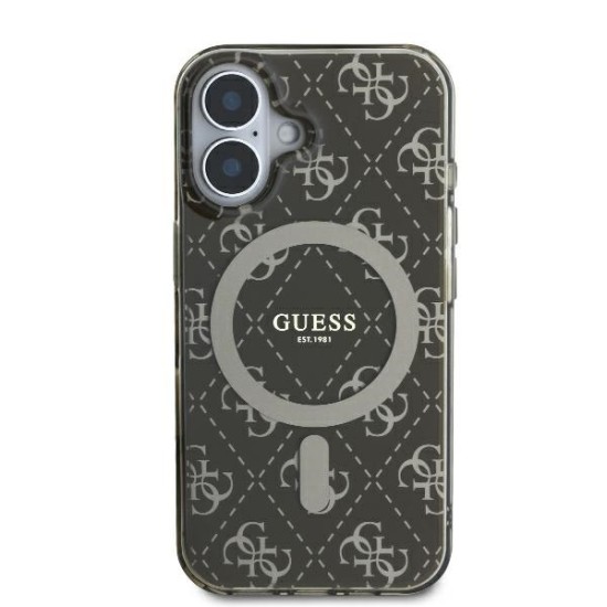 Husa pentru iPhone 16 Plus - Guess IML 4G Background MagSafe (GUHMP16MH4DTEW) - Brown