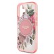 Husa pentru iPhone 16 Plus - Guess IML Flower & Tonal Circle MagSafe (GUHMP16MHFWBDCEP) - Pink