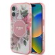 Husa pentru iPhone 16 Plus - Guess IML Flower & Tonal Circle MagSafe (GUHMP16MHFWBDCEP) - Pink