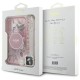 Husa pentru iPhone 16 Plus - Guess IML Flowers with Pearl Strap MagSafe (GUHMP16MHFWBRCESP) - Pink