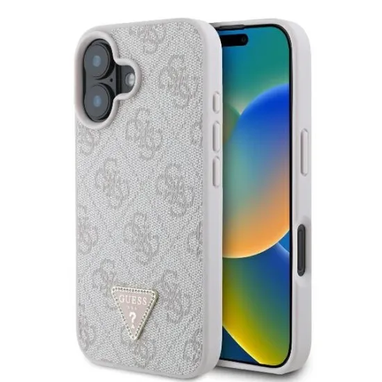 Husa pentru iPhone 16 Plus - Guess Leather 4G Triangle Strass (GUHCP16MP4TDPP) - Pink Husa pentru iPhone 16 Plus - Guess Leather 4G Triangle Strass (GUHCP16MP4TDPP) - Pink
