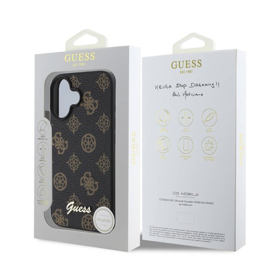 Husa pentru iPhone 16 Plus - Guess Peony Script MagSafe (GUHMP16MPGPYSK) - Black