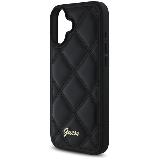 Husa pentru iPhone 16 Plus - Guess Quilted Metal Logo (GUHCP16MPSQSQSK) - Black