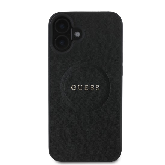 Husa pentru iPhone 16 Plus - Guess Saffiano Classic Logo MagSafe (GUHMP16MPSAHMCK) - Black