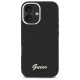 Husa pentru iPhone 16 Plus - Guess Silicone Script Metal Logo & Frame (GUHCP16MSMBSLK) - Black