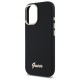 Husa pentru iPhone 16 Plus - Guess Silicone Script Metal Logo & Frame (GUHCP16MSMBSLK) - Black