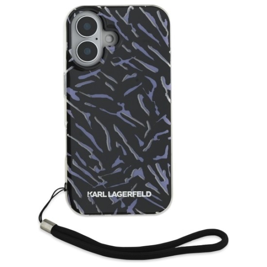 Husa pentru iPhone 16 Plus - Karl Lagerfeld Hardcase (KLHCP16MHZBPKCCU) - Purple Zebra With Cord