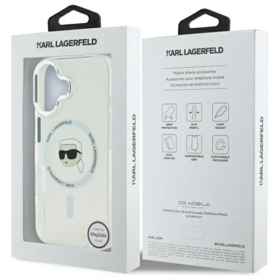 Husa pentru iPhone 16 Plus - Karl Lagerfeld IML MagSafe (KLHMP16MHLSKIH) - White Karl`s Head Husa pentru iPhone 16 Plus - Karl Lagerfeld IML MagSafe (KLHMP16MHLSKIH) - White Karl`s Head