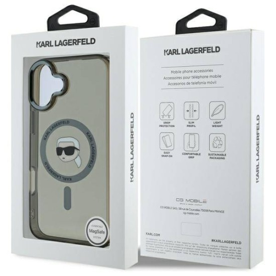 Husa pentru iPhone 16 Plus - Karl Lagerfeld IML MagSafe (KLHMP16MHLSKIK) - Karl`s Head