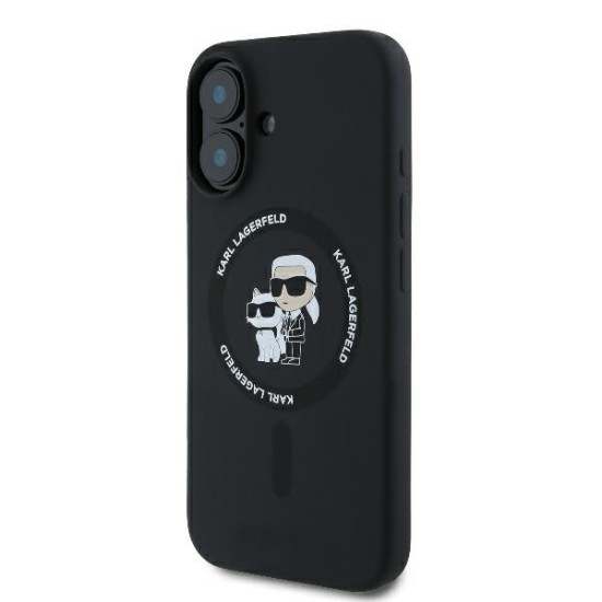 Husa pentru iPhone 16 Plus - Karl Lagerfeld Silicone Ring MagSafe (KLHMP16MSCMKCRHK) - Karl&Choupette