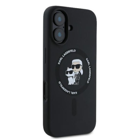 Husa pentru iPhone 16 Plus - Karl Lagerfeld Silicone Ring MagSafe (KLHMP16MSCMKCRHK) - Karl&Choupette