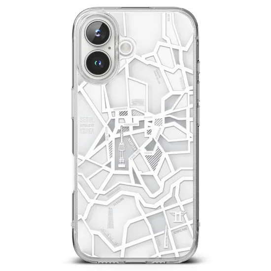 Husa pentru iPhone 16 Plus - Ringke Fusion Design - Seoul Map White Husa pentru iPhone 16 Plus - Ringke Fusion Design - Seoul Map White