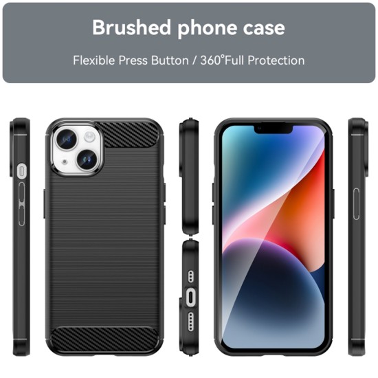 Husa pentru iPhone 16 Plus - Techsuit Carbon Silicone - Black