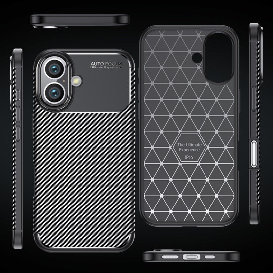 Husa pentru iPhone 16 Plus - Techsuit CarbonFiber - Black