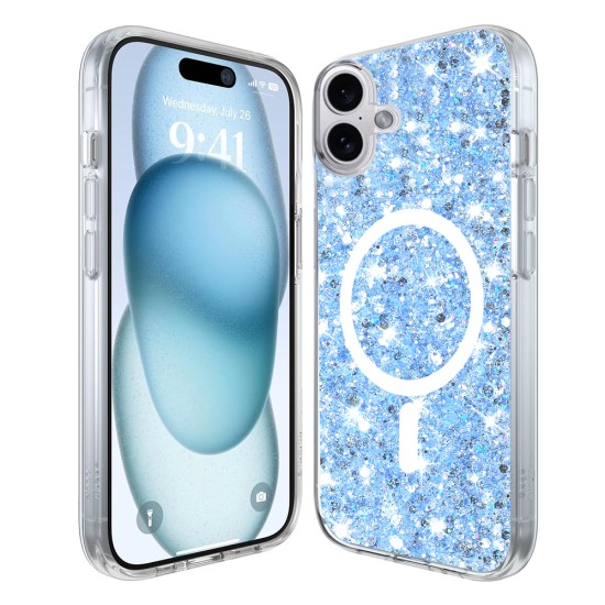 Husa pentru iPhone 16 Plus - Techsuit Sparkly Glitter MagSafe - Blue