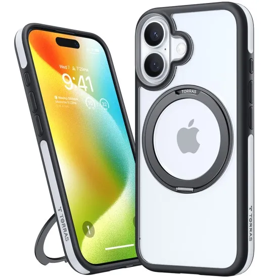 Husa pentru iPhone 16 Plus - Torras Ostand R Fusion Series - Black Husa pentru iPhone 16 Plus - Torras Ostand R Fusion Series - Black