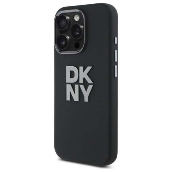 Husa pentru iPhone 16 Pro - DKNY Hardcase Liquid Silicone Metal Logo (DKHCP16LSMCBSK) - Black