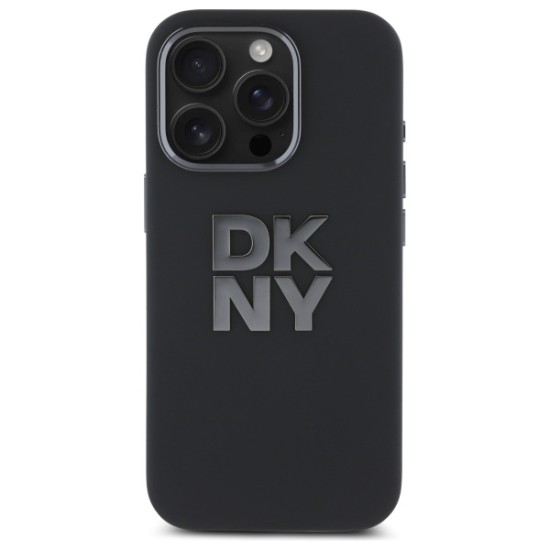 Husa pentru iPhone 16 Pro - DKNY Hardcase Liquid Silicone Metal Logo (DKHCP16LSMCBSK) - Black