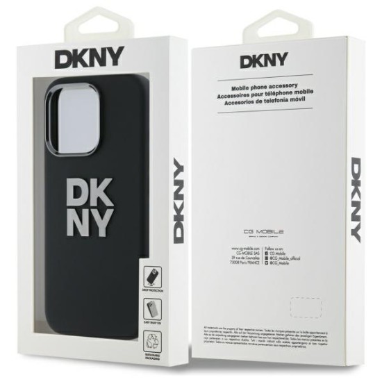 Husa pentru iPhone 16 Pro - DKNY Hardcase Liquid Silicone Metal Logo (DKHCP16LSMCBSK) - Black