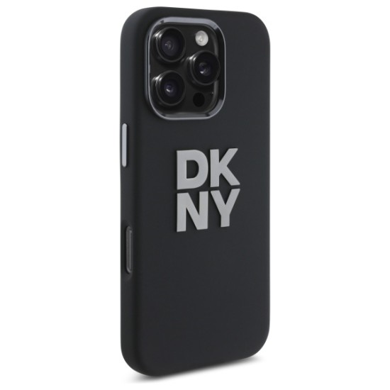 Husa pentru iPhone 16 Pro - DKNY Hardcase Liquid Silicone Metal Logo (DKHCP16LSMCBSK) - Black