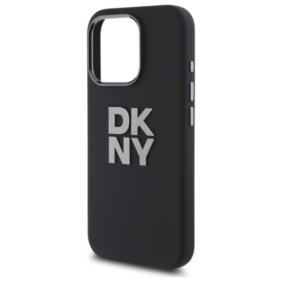 Husa pentru iPhone 16 Pro - DKNY Hardcase Liquid Silicone Metal Logo (DKHCP16LSMCBSK) - Black