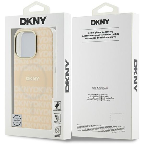 Husa pentru iPhone 16 Pro - DKNY Hardcase Repeat Texture Patern & Stripe MagSafe (DKHMP16LHRHSEP) - Pink