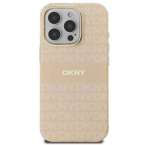 Husa pentru iPhone 16 Pro - DKNY Hardcase Repeat Texture Patern & Stripe MagSafe (DKHMP16LHRHSEP) - Pink