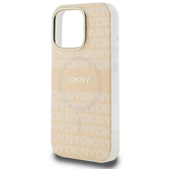 Husa pentru iPhone 16 Pro - DKNY Hardcase Repeat Texture Patern & Stripe MagSafe (DKHMP16LHRHSEP) - Pink