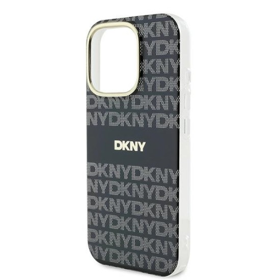 Husa pentru iPhone 16 Pro - DKNY Hardcase Repeat Texture Pattern With Stripe (DKHMP16LHRHSEK) - Black