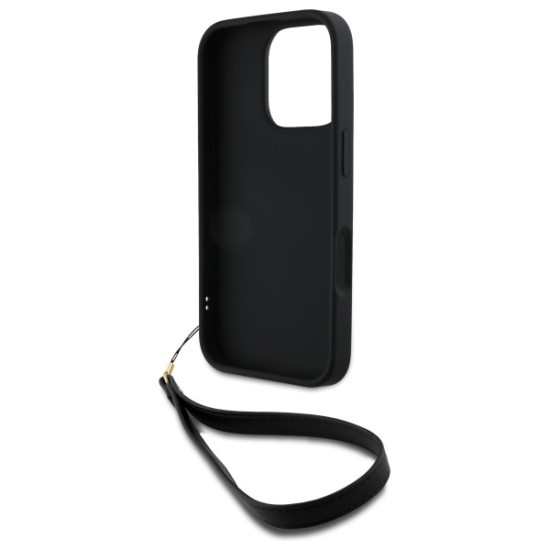 Husa pentru iPhone 16 Pro - DKNY Hardcase Wrist Strap Stock Logo (DKHCP16LPBSWSK) - Black