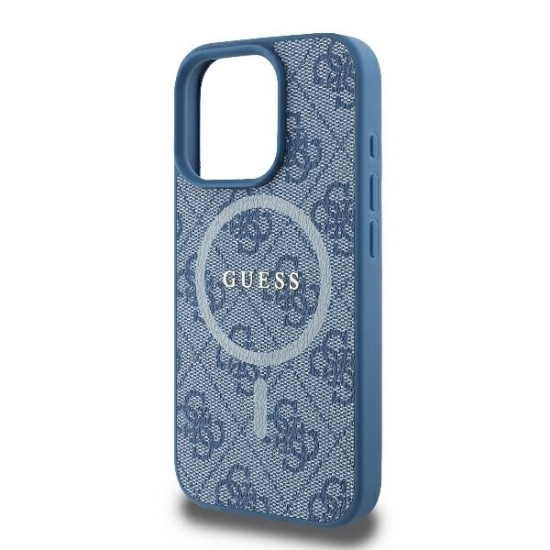 Husa pentru iPhone 16 Pro - Guess 4G Ring Classic Logo MagSafe (GUHMP16LG4GFRB) - Blue