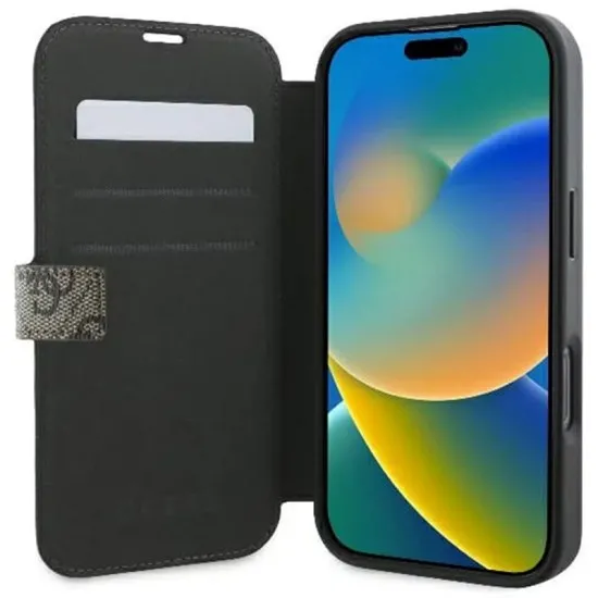 Husa pentru iPhone 16 Pro - Guess Book 4G (GUBKP16L4GMGBR) - Brown Husa pentru iPhone 16 Pro - Guess Book 4G (GUBKP16L4GMGBR) - Brown