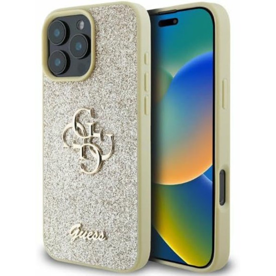 Husa pentru iPhone 16 Pro - Guess Glitter Fixed Big 4G (GUHCP16LHG4SGD) - Gold