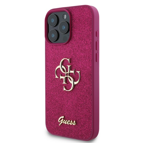 Husa pentru iPhone 16 Pro - Guess Glitter Script Big 4G (GUHCP16LHG4SGU) - Purple