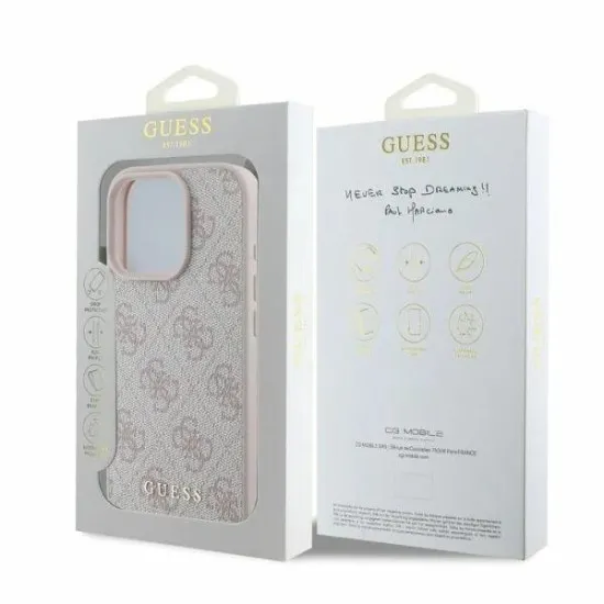 Husa pentru iPhone 16 Pro - Guess Hardcase 4G Classic (GUHCP16LG4GFPI) - Pink Husa pentru iPhone 16 Pro - Guess Hardcase 4G Classic (GUHCP16LG4GFPI) - Pink