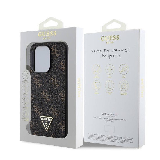 Husa pentru iPhone 16 Pro - Guess Hardcase 4G Triangle Metal Logo (GUHCP16LPG4GPK) - Black