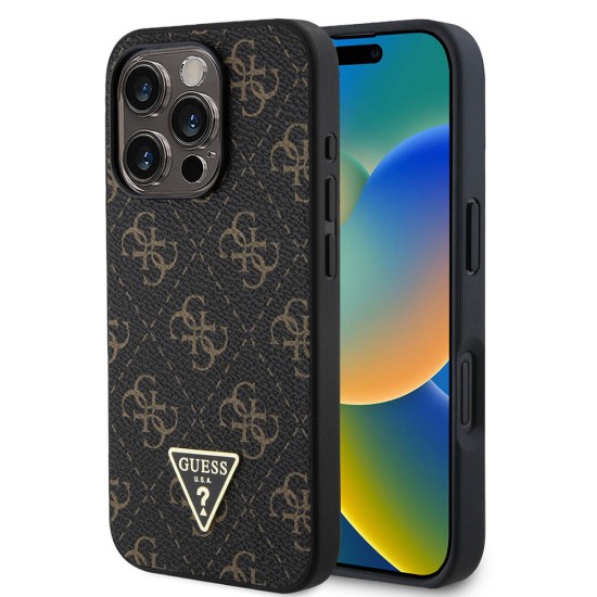 Husa pentru iPhone 16 Pro - Guess Hardcase 4G Triangle Metal Logo (GUHCP16LPG4GPK) - Black