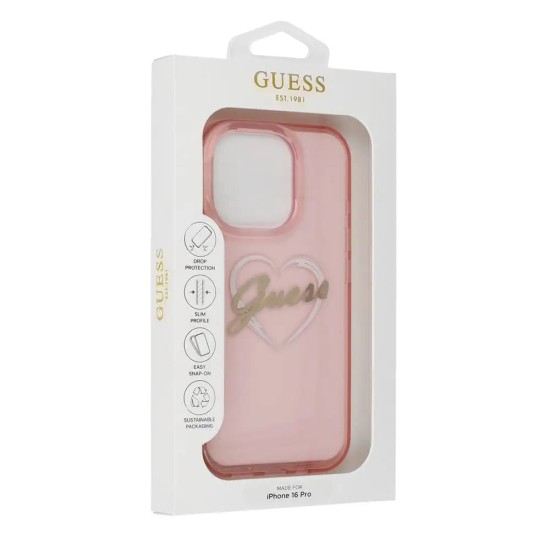 Husa pentru iPhone 16 Pro - Guess Hardcase IML Heart (GUHCP16LHCHGSPP) - Pink