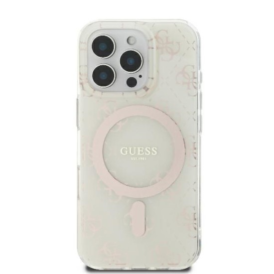 Husa pentru iPhone 16 Pro - Guess IML 4G Background MagSafe (GUHMP16LH4DTEH) - White