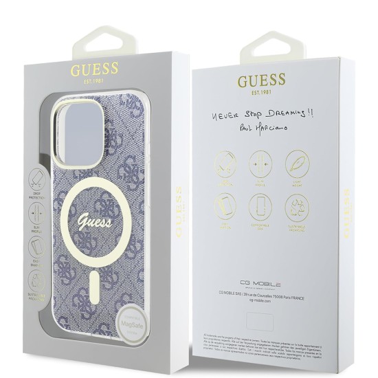 Husa pentru iPhone 16 Pro - Guess IML 4G MagSafe (GUHMP16LH4STB) - Blue