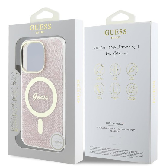 Husa pentru iPhone 16 Pro - Guess IML 4G MagSafe (GUHMP16LH4STP) - Pink