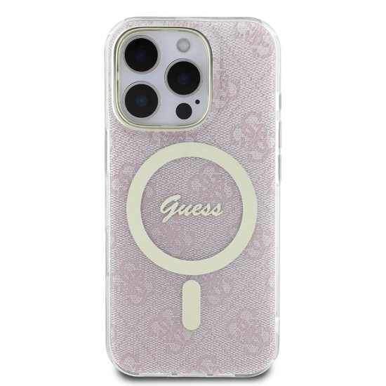 Husa pentru iPhone 16 Pro - Guess IML 4G MagSafe (GUHMP16LH4STP) - Pink